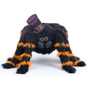 Katherine's Collection Halloween Hollow Fluffy Spider Bowl, Orange/Black - Picture 1 of 1