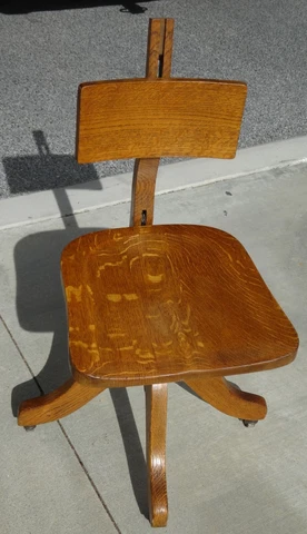 Rare 1897 Antique Office Wood Oak Chair Cook Quality Great condition Cover