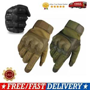 Leather Tactical Full Finger Gloves Black Combat Shooting Hunting Military Army✅