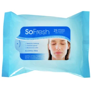 4 X Pk So Fresh Exfoliating Towelettes with Chamomile Extract Makeup Remover - Picture 1 of 3