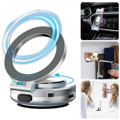 Electric Vacuum Magnetic Suction Cup Car Phone Holder Stand Mount 360° Rotation - Image 1 of 4