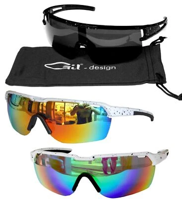 GIL DESIGN Radbrille Sportbrille Sonnenbrille Fahrradbrille Monoglas Snowboard Ski M 56