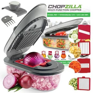 Vegetable Chopper with Container and Mandoline Slicer 4 Blades and Scraper All - Picture 1 of 6