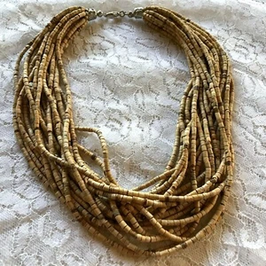 Vintage Brown Light Bead Multilayer Multi-Strand statement Necklace  - Picture 1 of 9