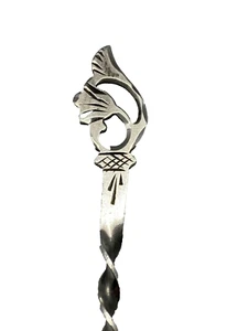 Morning Glory Glories Flower Sterling Silver Spoon Ornate Twisted Handle Gold - Picture 1 of 4