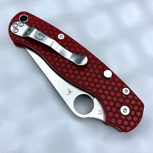 Spyderco PM2 Ultra Ambi - Paramilitary 2 C81GP2  Red HC scales - button release - Picture 1 of 12