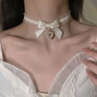 Cute Collar Lolitas Vintage Lace Choker For Women Gothic Bow Knot Bell Neckl&amp;TQ