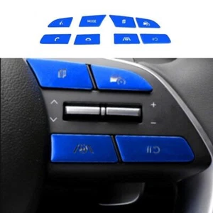 8x For Hyundai Tucson 2022-2023 Cover Steering Wheel Button Blue Aluminum Decor - Picture 1 of 5