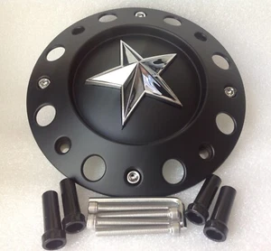 XD Series XD775 Rockstar REAR DUALLY Black Center Cap 16x6 17x6 Rims w/Bolts - Picture 1 of 4