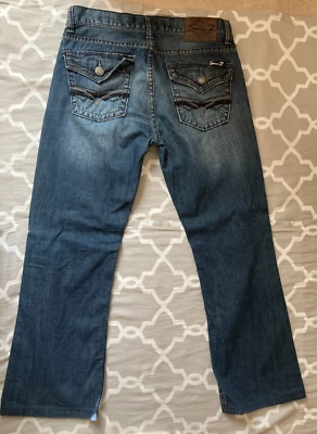 Seven7 Medida 31x26.5 Hombres Solapa Bolsillo Bota Corte tiro bajo Med. Jeans de mezclilla lavados Foto 1 de 4