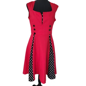 NEU KillReal rot Retro 50er Pin-Up Rockabilly Polka Dot Print A-Linie Kleid Gr. LG - Bild 1 von 17