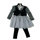 Nanette Lepore Girls 2Pc Dress Legging Set,Leopard Fauxfur Vest Tulle Skirt -18M