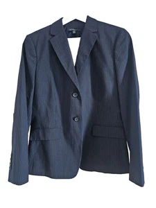 Brooks Brothers 346 Wens Navy Pinstriped womens Blazer jacket Size 14P - UK 18 - Picture 1 of 7