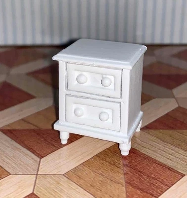 MINIATURE DOLLHOUSE (1/2") 1:24 SCALE - LEE'S MINIS WHITE NIGHT STAND - A212.5 - Image 1 of 3