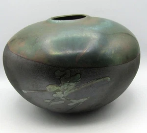 TONY EVANS SIGNIERT & NR. 218 RAKU KERAMIK JAPANISCHER STIL GEFÄSS VASE (LG. 12" W) - Bild 1 von 7