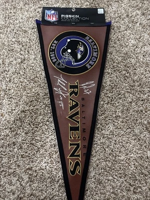 Banderín de piel de cerdo firmado por Ray Rice Baltimore Ravens HOF y Terrell Suggs Foto 1 de 4