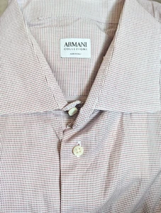 Armani Collezioni Shirt Adult Large Red Striped Button Up Long Sleeve Men - Picture 1 of 8