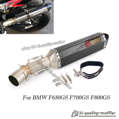For BMW F650GS F700GS F800GS F800R Middle Exhaust Link Pipe + 51mm Muffler Tips - Image 1 of 4