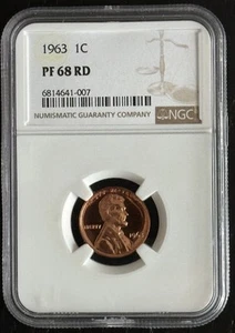 1963 Lincoln Memorial Cent Proof Red NGC PF 68 Close Cameo Coin- TCCCX - Picture 1 of 4