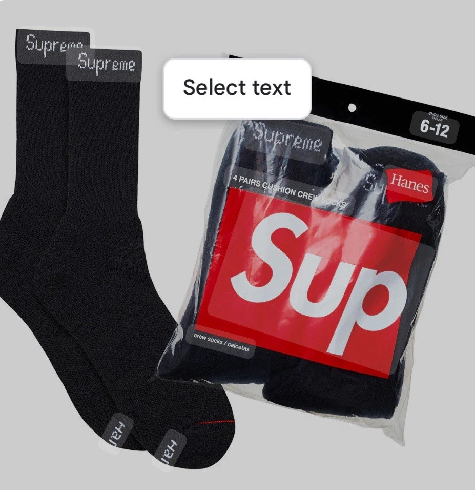 Supreme Black Socks for Men for sale | eBay