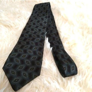 CHANEL Geometric Pattern Tie Blue Purple Black silk - Picture 1 of 5