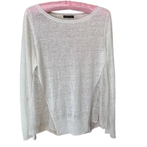 Eileen Fisher Small Bateau Neck White Cotton Slub Knit & Loose Knit Long Sleeve - Picture 1 of 13