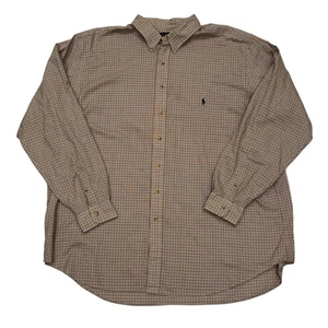 Camisa Ralph Lauren Calce Clásico A Cuadros Abotonada 3XLT Alta Para Hombre Marrón Tostado - Imagen 1 de 7