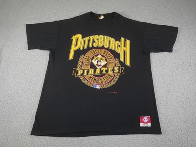 Vintage Nutmeg Pittsburgh Pirates Shirt Mens Large Black MLB Made USA 90s - Image 1 of 4
