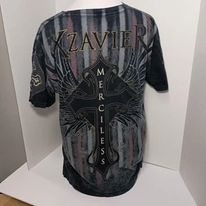 Xzavier Wing T-Shirt Schwarz Allover Print Herren Gr. L Tee MMA Vintage Y2K Sport - Bild 1 von 17