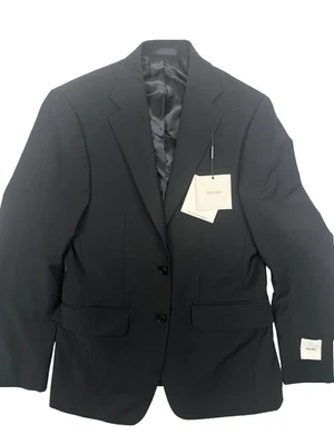 CALVIN KLEIN Suit Jacket Size 36S Black Sharkskin Slim Fit Wool Blend Stretch - Image 1 of 4