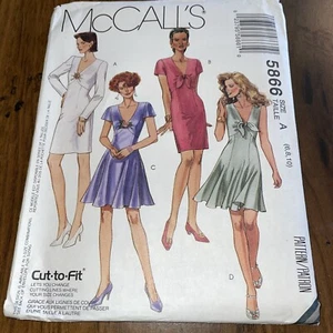 Vintage McCall's 5866 Größe 6 - 10 Misses Empire Kleider Schnittmuster ungeschnitten - Bild 1 von 2