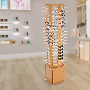 Wood Rack Display Frame Organizer Storage Stand for Glasses+Sunglasses w/ Wheels - Picture 1 of 23