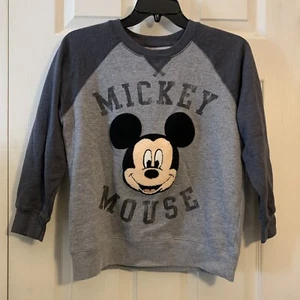 Disney Sweatshirt Mickey Mouse Pullover Large Boys Gray Colorblock Crewneck Top - Picture 1 of 3