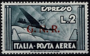 1944 REPUBBLICA SOCIALE GNR AEREOESPRESSO 2 LIRE VERONA MNH COLLA MF109593 - Picture 1 of 2