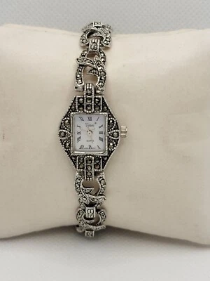 Ladies Vivani Cocktail Stunning Silver Tone Marcasites Analog Watch F6 - Image 1 of 4
