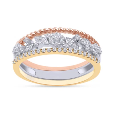 Alianza de compromiso de boda de diamantes naturales de 1/4 quilate de plata de ley 925 maciza Foto 1 de 4