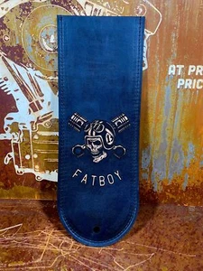 Rear Fender Bib Leather Custom Fatboy Jolly Roger Black Softail Harley Davidson - Picture 1 of 4