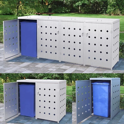 Mülltonnenbox Edelstahl Müllbox Mülltonnenverkleidung für 1-4er Tonnen Anbaubox - Bild 1 von 4