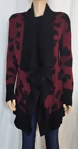 Romeo + Juliet Couture Oxblood & Black Print Knit Wrap Cardigan Sz. Small $140 - Picture 1 of 8