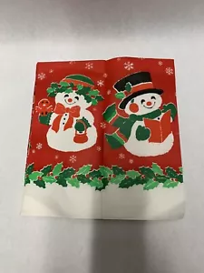 Vintage Hallmark Disposable Snowman Snowwoman Tablecloth - No Package - Picture 1 of 14