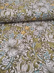 William Morris Golden Lilly Sunshine Yellow Cotton Fabric for Quilting Per 50cm - Picture 1 of 13