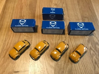 4 x CORGI FINA CLASSIC MOTORS DIECAST VW BEETLE IN MUSTARD YELLOW - Image 1 of 4