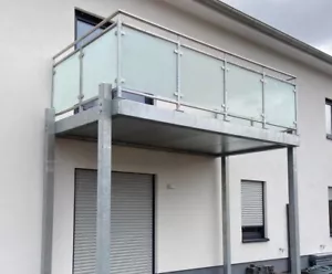 Fertigbalkon 3 m x 1,5 m Vorstellbalkon Vorbaubalkon Stahl feuerverzinkt Glas - Bild 1 von 5