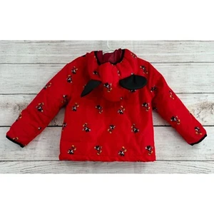 Disney Junior Mickey Mouse Hooded Ear Puffer Jacket Youth Girl's Size 4T Red - Picture 1 of 9