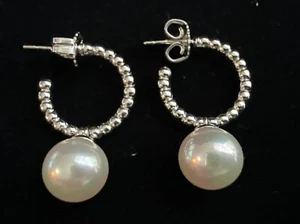 MAJORICA SPAIN STERLING SILVER EARRINGS PEARL NEW - Picture 1 of 7