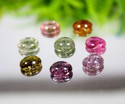 Natural Multi Color Tourmaline Cabochon Lot Gemstone for Jewelry Making, 9x7x3mm - Image 1 of 4