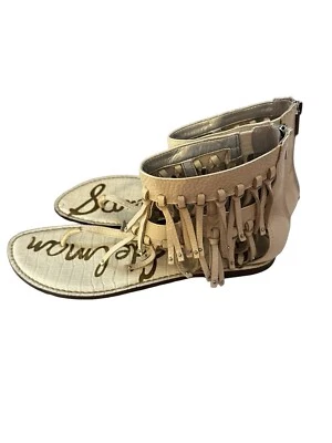Sandalias Sam Edelman Griffin Blancas Boho Festival Tanga Cremallera Cuero Talla 10M Usadas en Excelente Condición Foto 1 de 4