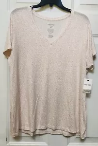 NINE WEST Women's Top Plus Size XXL (2X) T-Shirt White/Pink V-Neck Short Sleeve - Picture 1 of 4