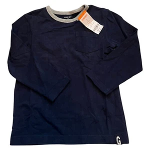 Gymboree Boy 5 Always Soft T-Shirt Oberteil Langarm marineblau grau Tasche neu mit Etikett - Bild 1 von 7