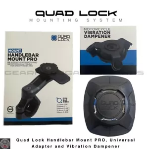 QUAD LOCK Motorcycle Handlebar PRO Mount + Vibration Dampener, Universal Adapter - Picture 1 of 7